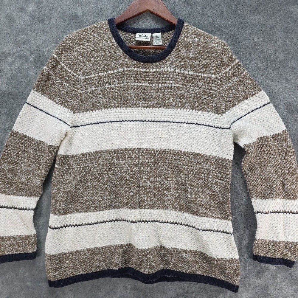 Vintage CJ Banks Ramie Cotton Sweater Knit Beige Brown 1X Gorpcore Hiking Outdoo